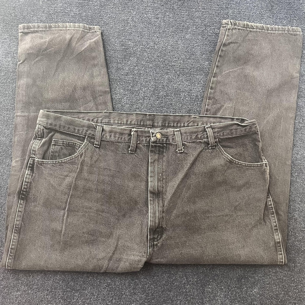 Rustler Jeans Mens 48x30 Black Denim Regular Straight Leg‎ Charcoal Wash Pants